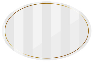楕円形のフレーム　ホワイト＆ゴールド　全面にストライプ