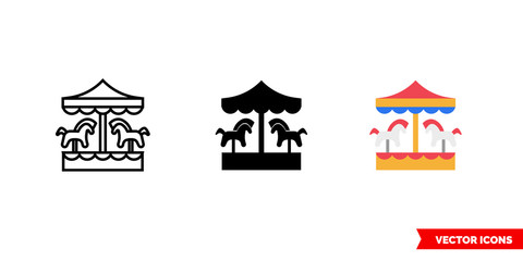 Fototapeta premium Carousel icon of 3 types color, black and white, outline. Isolated vector sign symbol.