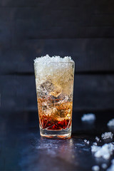cocktail ice fruit sweet syrup drink, sparkling water tonic alcohol or non-alcoholic beverage food background copy space 