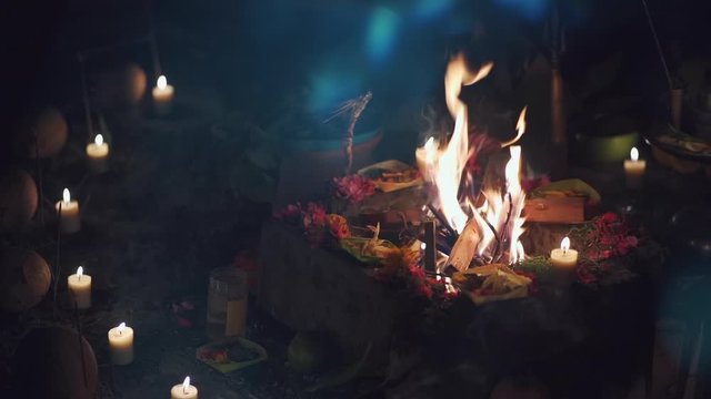 puja or yajna ceremony in India and hindu traditional holy ritual