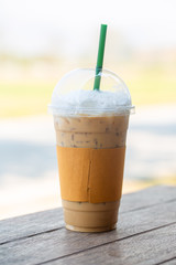 Iced coffee in coffee shop.