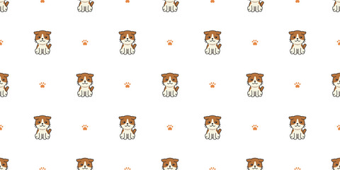 Cartoon character cute cat seamless pattern background for design.