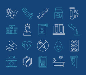 bundle of twenty medical set collection icons