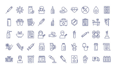bundle of fifty medical set icons