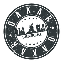 Dakar Senegal Round Stamp Icon Skyline City Design Badge Rubber.