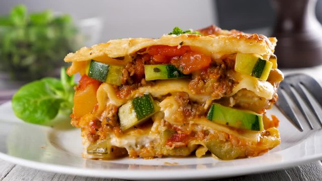 lasagne pasta with vegetable, cream and cheese