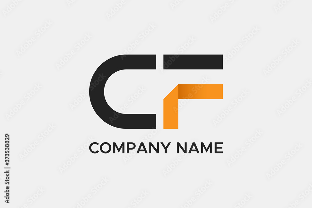 Aufkleber initial letter c and f linked logo. black and orange geometric shape origami style isolated on white