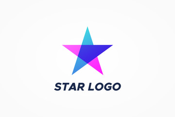 Star Logo. Blue Purple Overlap Geometric Origami Style isolated on White Background. Usable for Business and Branding Logos. Flat Vector Logo Design Template Element