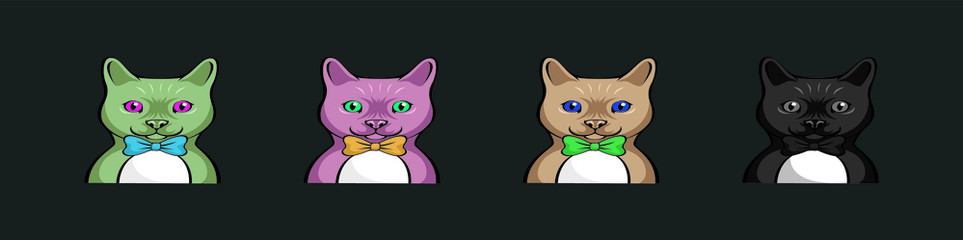 set of cat faces cartoon icon design template with various models. vector illustration