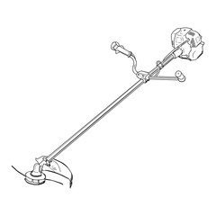 Brushcutter, cartoon concept, on a white background.