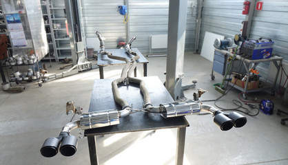 exhaust pipes for a performance car
