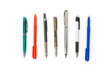 Pencil and pen collection isolated on white