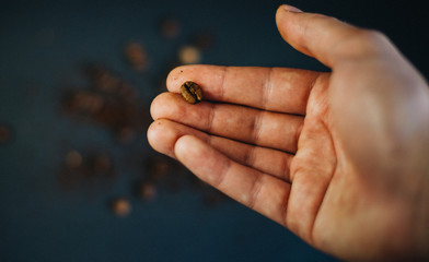 Coffee bean in hand