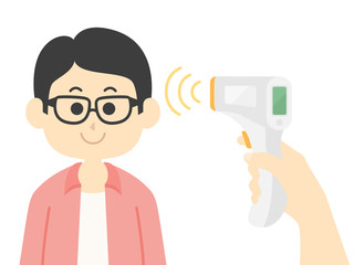 検温される男性のイラスト