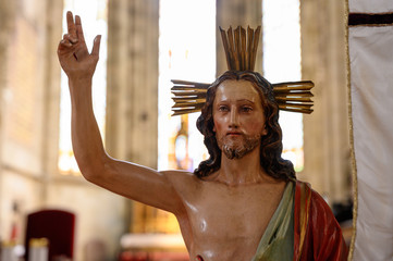 Statue of the Risen Jesus Christ Displayed During the Paschal Season.  St Martin's Cathedral in...