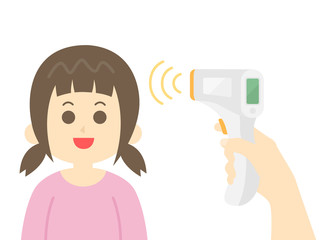 検温される女の子のイラスト