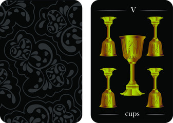 tarot cards 5 cups vector shirt card pattern