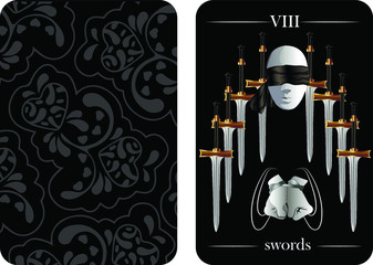 tarot cards 8 swords vector shirt card pattern