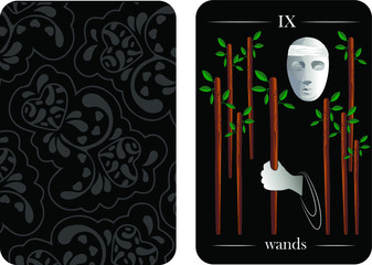 tarot cards 9 wands vector shirt card pattern
