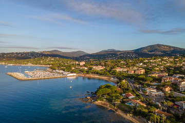 Aerial view of Les Issambres harbour in French Riviera (South of France)