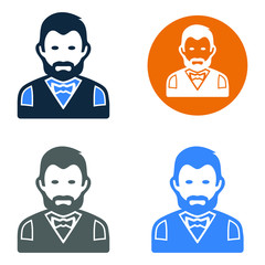 Serviceman, waiter icon. Simple vector on isolated white background