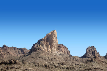 Fototapeta na wymiar Tall towering peak in the Black Mountain range adjacent to Oatman, Arizona