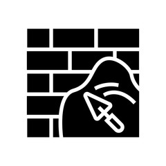 cement on brick wall glyph icon vector. cement on brick wall sign. isolated contour symbol black illustration