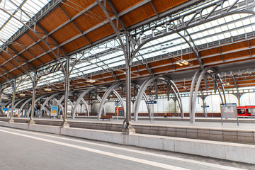 Combined modern and traditional trainstation in Luebeck, Germany