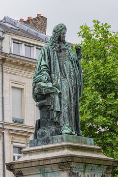 Monument (1849) of Charles du Fresne, sieur du Cange (Dufresne Du Cange) - distinguished philologist and historian of the middle Ages and Byzantium. Rene Goblet Square, Amiens, France.