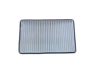 Car air filter on an isolated white background. New spare parts.
