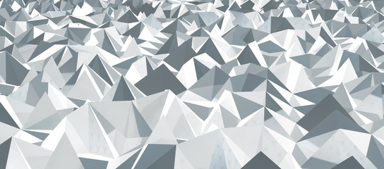 moderner stilvoller low poly hintergrund, schlicht in weiß, mit leichten schattierungen, perspektivische ansicht, horizontales banner format, hochauflösend und scharf