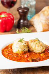 closeup of hungarian goulash stew