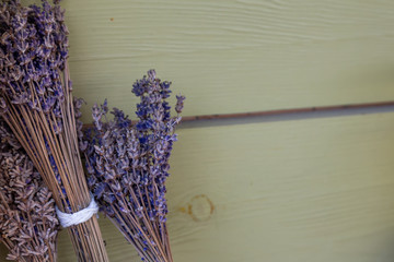 lavender bunches on wooden shelf