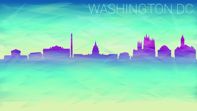 Washington DC City USA. Broken Glass Abstract Geometric Dynamic Textured. Banner Background. Colorful Shape Composition.