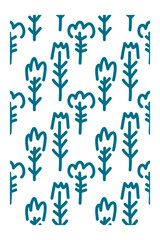 Vertical seamless pattern with geometric silhouettes of flowers. Cute elegant flowers vector illustration. Background for poster or cover. Figure for textiles.