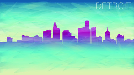 Detroit Michigan City USA. Broken Glass Abstract Geometric Dynamic Textured. Banner Background. Colorful Shape Composition.
