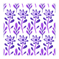 Fototapeta premium Seamless pattern with geometric silhouettes of lilac flowers. Cute elegant flowers vector illustration. Background for poster or cover. Figure for textiles.