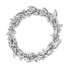 Weihnachtlicher Kranz aus Beeren und Blättern