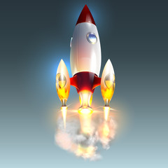 Rocket, icon.Space rocket launch.Creative idea.atomic rocket.