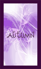 The inscription "autumn" with a forest cone on a beautiful watercolor decorative background. Botanical design. Perfect for postcards, banners, covers, invitations. EPS 10