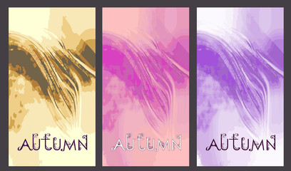 The inscription "autumn" on a beautiful watercolor decorative background. Botanical design. Perfect for postcards, banners, covers, invitations. EPS 10