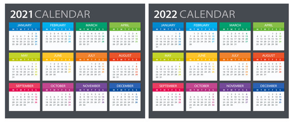 2021 2022 Calendar - illustration. Template. Mock up