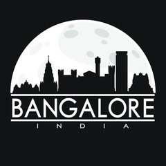 Fototapeta na wymiar Bangalore India Full Moon Night Skyline Silhouette Design City Vector Art.