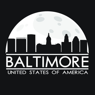 Baltimore Skyline Silhouette City Vector Design Art.