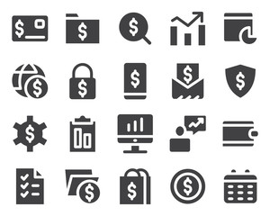 financial icon set filled bundle