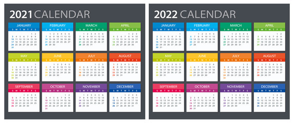 2021 2022 Calendar - illustration. Template. Mock up