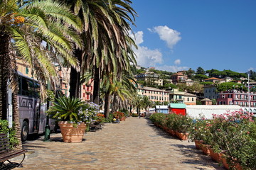 Fototapeta premium Architecture of Santa Margherita Ligure - popular touristic destination in summer at Italy