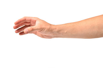 Man hand stretches out to take
