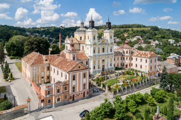 Fototapeta na wymiar Aerial view of former jesuit collegium and monastery in Kremenets town, Ternopil region, Ukraine.