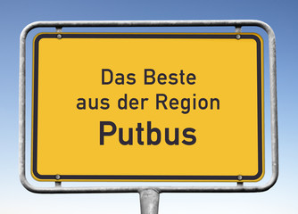 Ortswerbeschild „Das Beste aus der Region Putbus“